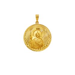 14K Gold San Juditas Round Pendant