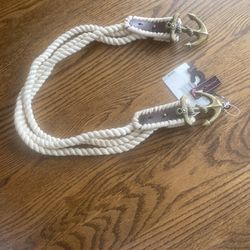 Betsy Johnson Nautical Rope Belt White Double Rope Anchor Buckle Adj S/M Womens