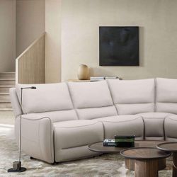 Brand New Top Grain Leather Power Reclining Sofa (beige)
