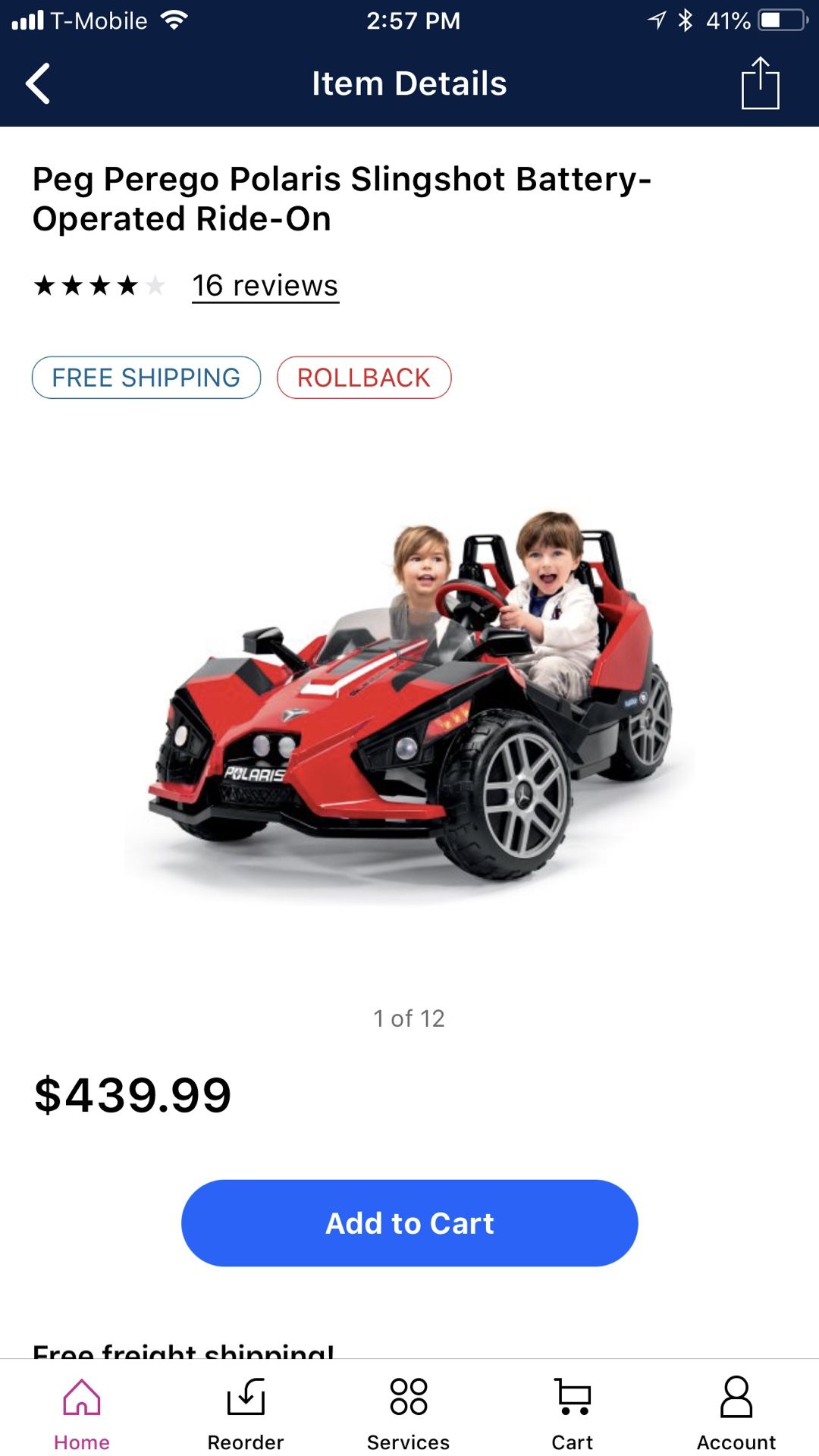 Peg Perego Polaris Slingshot Battery-Operated Ride-On