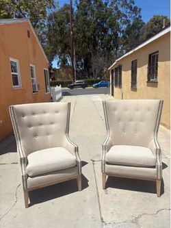 Oversized Wing Back Beige Chairs - Delivery Available 🛻