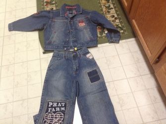 Blue jean jacket and pants set