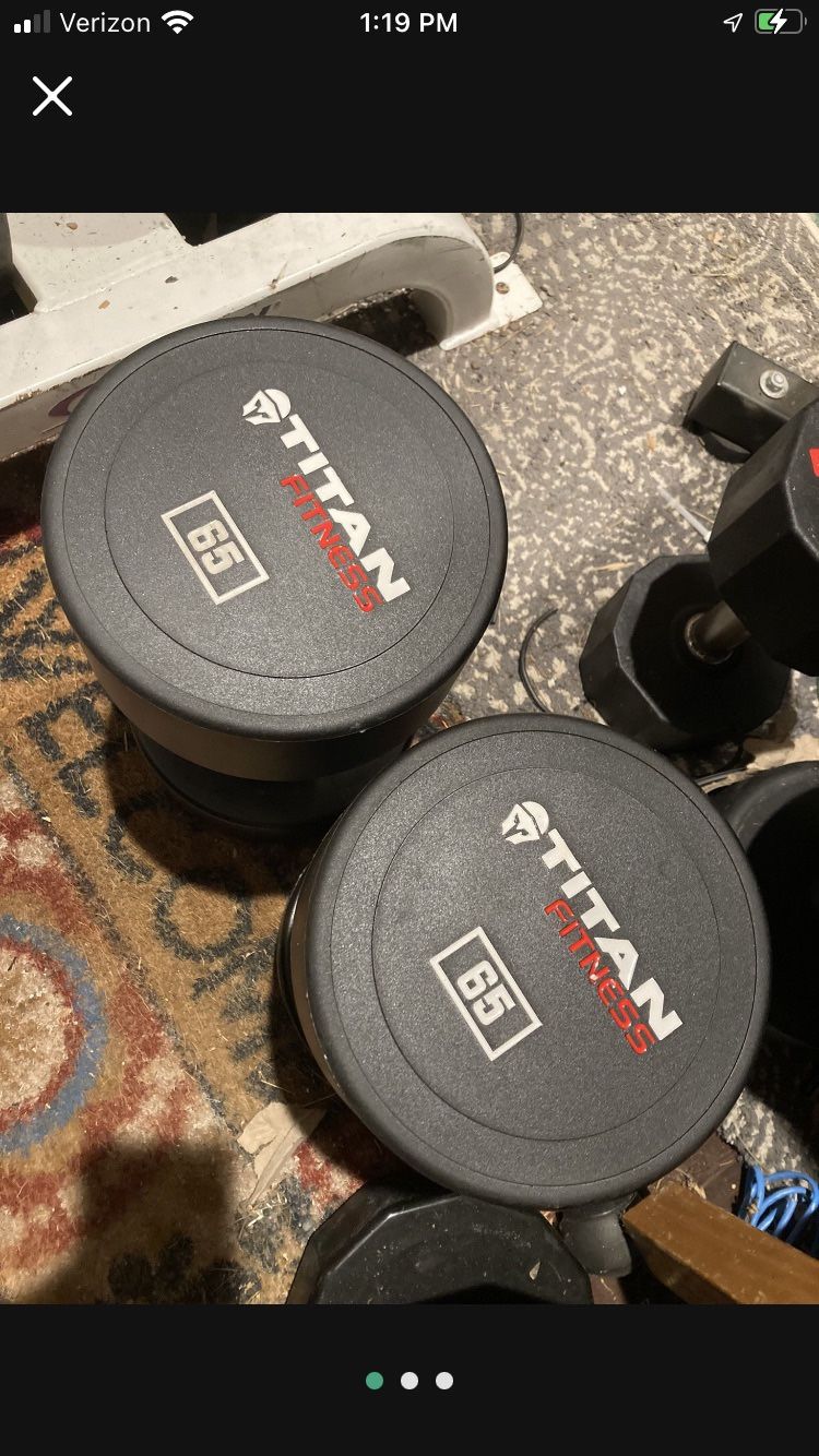 Titan Fitness 65 Lb Urethane Dumbbell Retails For Over $435