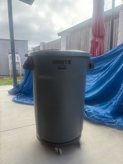 Rubbermaid Brute 32 Gallon Trash Can with Lid and Dolly