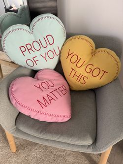 3 heart shape pillows