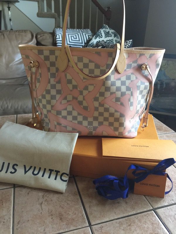 Authentic Louis Vuitton Neverfull MM Tahitienne Rose SOLD OUT for