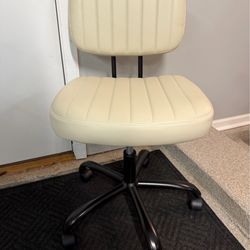 Brand New Beige Vegan Leather Height Adjustable Office/Vanity Chair