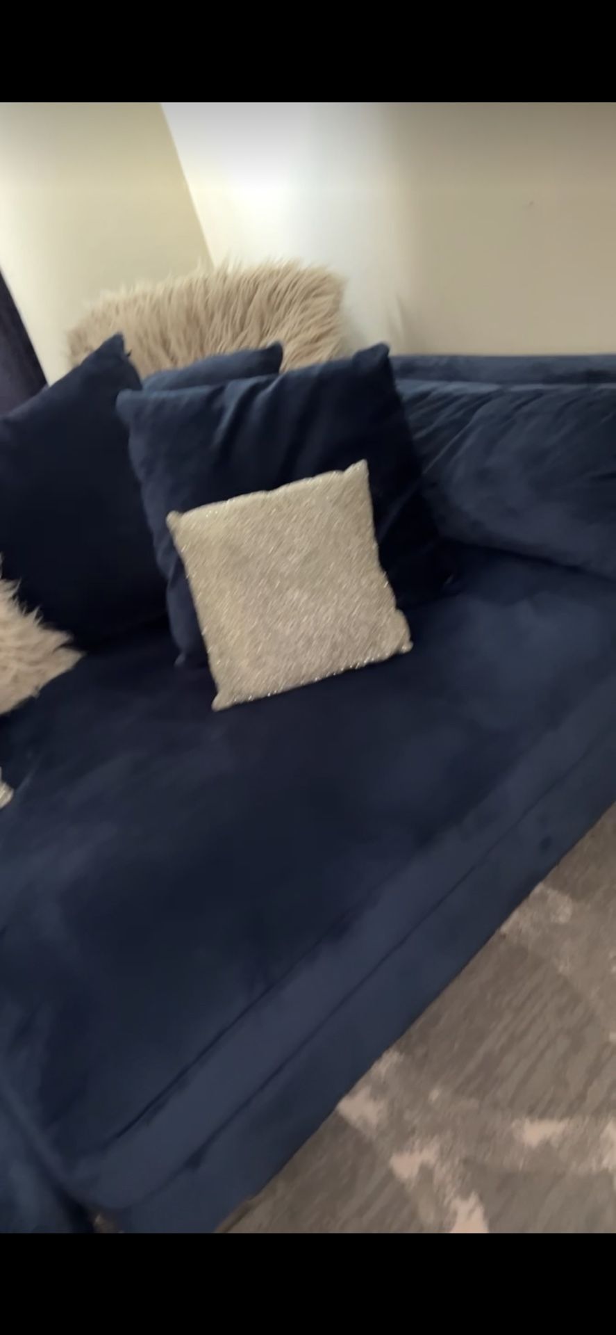 Suede Navy Blue Sofa