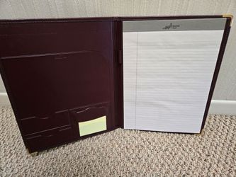 Burgundy Leather Portfolio Padfolio with Notepad