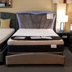 Brand New Gray Velvet LED Standard King Bedframe