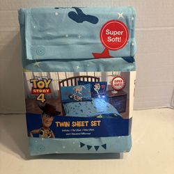 Disney Pixar Toy Story 4  Twin Size Sheet Set Bedding - Super Soft  polyester