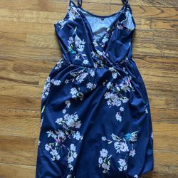 Navy blue floral dress with adjustable straps size medium 