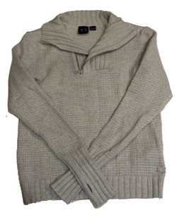 Armani Exchange Men's Textured Quarter-Zip Pullover Sweater SZ M Thumb Holes A|X