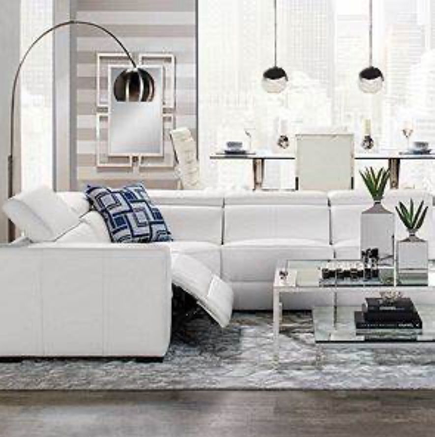 Top Grain Leather Z gallerie Reclining Sectional Sofa 
