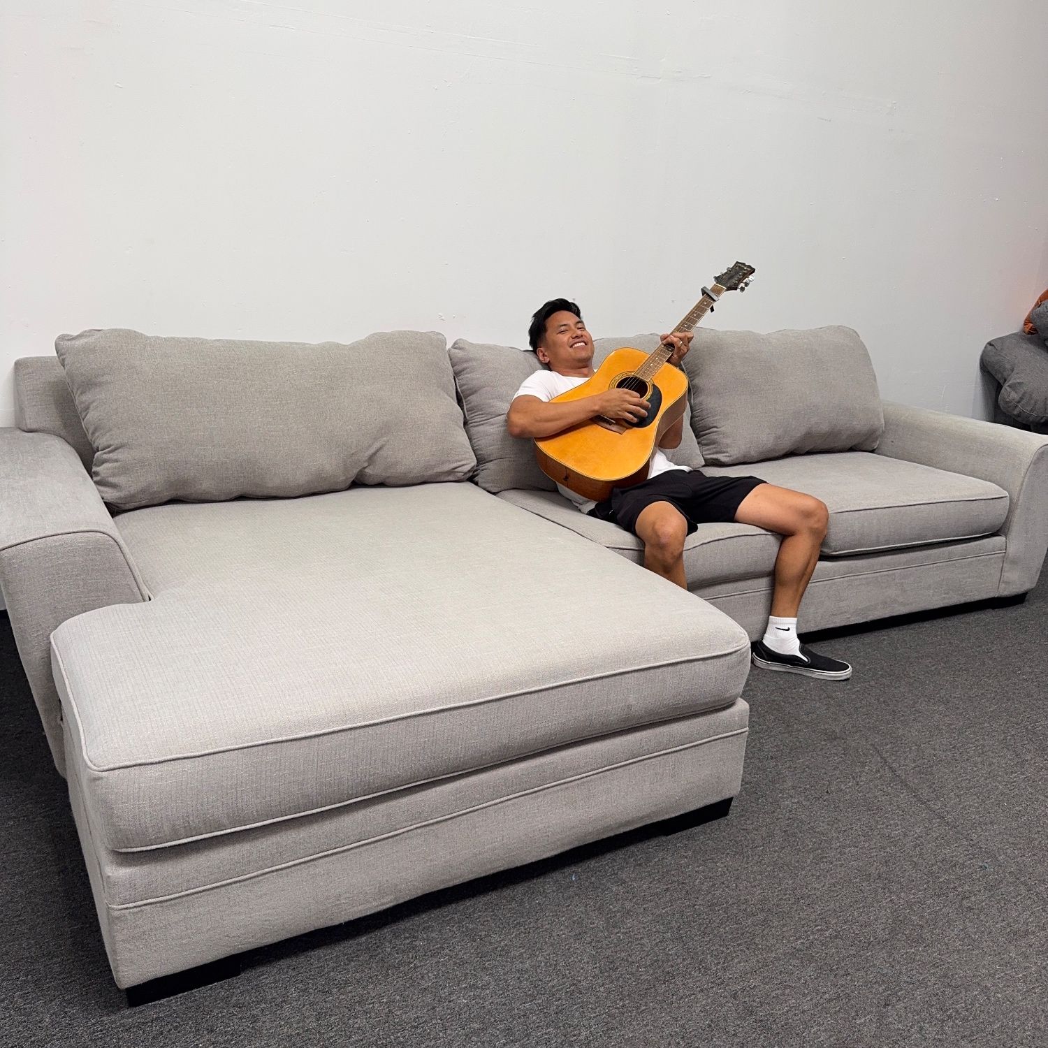 Oversized Chaise Sectional Couch - Prestige - Retails for 2.1k - Can Deliver - Good As New!