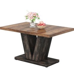 47-Inch Dining Table for 4, Black Kitchen Dinner Table with Heavy Duty Pedestal, Farmhouse Wooden Eating Table for Home, Dining Room, Small Space, Bla