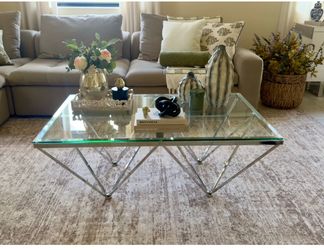 Modern Glass Coffee Table – Chrome Base