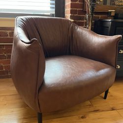 Faux Brown Leather Side Chair
