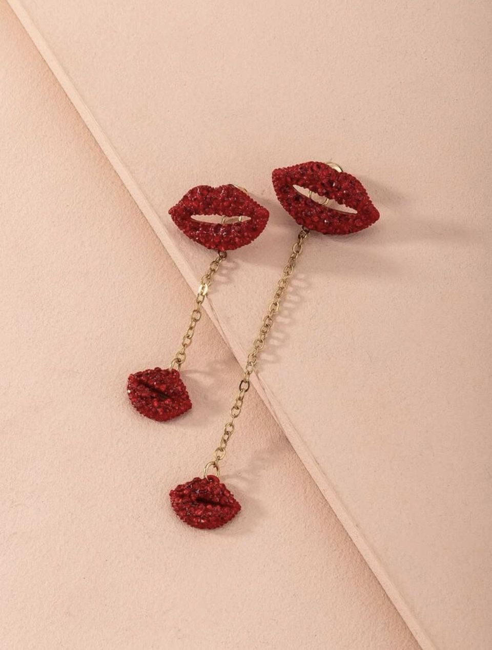 Lips Charm Mismatched Drop Earrings