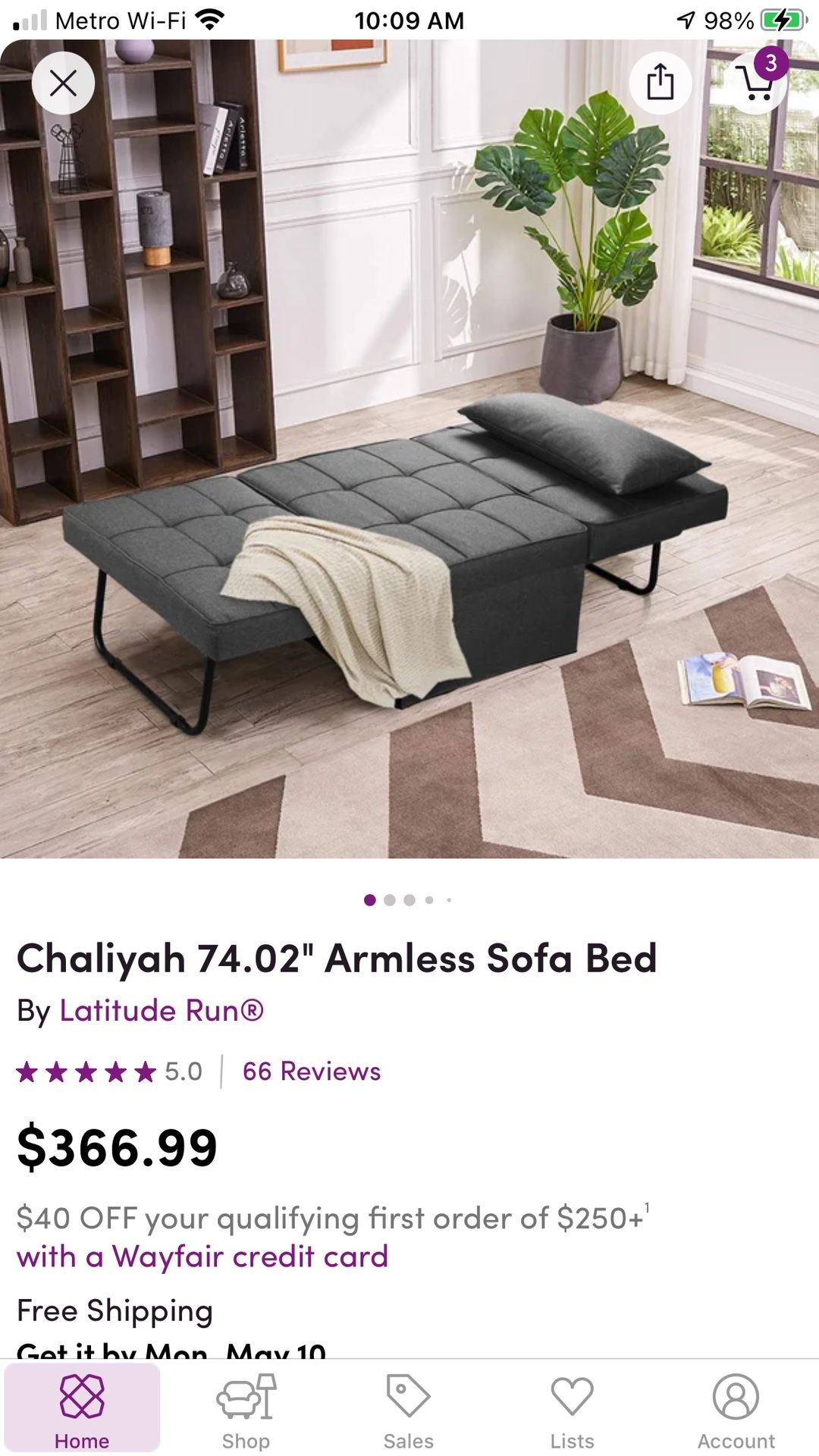 Ottoman Convertible Twin Bed Charcoal Color