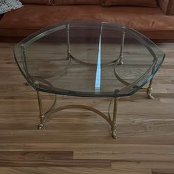 Labarge Brass & Glass Coffee Table, Hoof Feet, 1960 Vintage