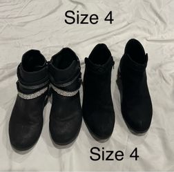 Girls Size 4 Black Boots - Price is for both pair.