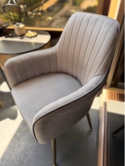 Pair of Gray Channel Tufted Accent Chairs