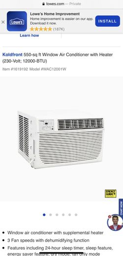Koldfront AC Window Air Conditioner Model Wac12001W