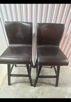Title: Set of 2 Dark Brown Upholstered Counter/Bar-Height Chairs