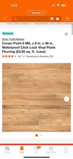 TrafficMaster Crown Point 6 MIL x 6 in. x 36 in. Waterproof Click Lock Vinyl Plank Flooring (23.95 sq. ft. /case)
