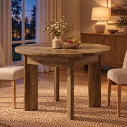 Round Rustic Wood Dining Table