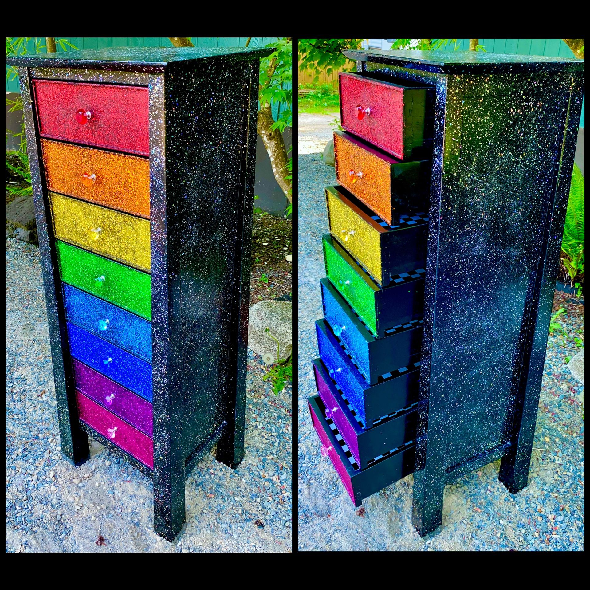 Tall 8 Drawer Rainbow Glitter Dresser for Sale in Covington, WA - OfferUp
