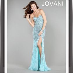 Jovani 4247 Fully Embellished Dress in aqua 