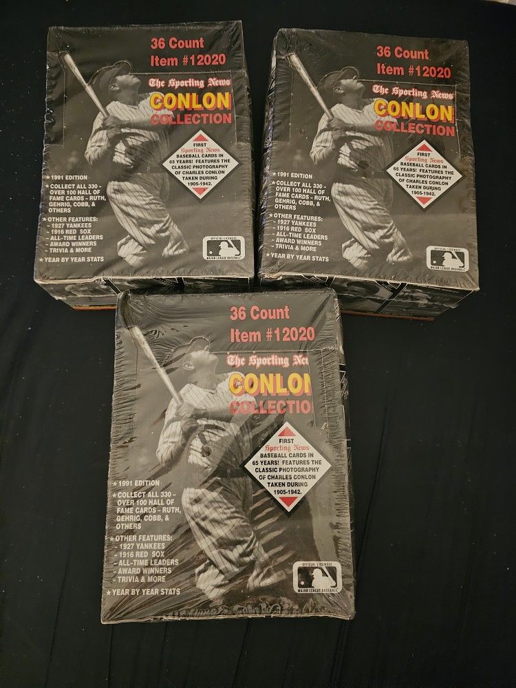 3 Wax Boxes Conlon Collection Baseball Unopened Sealed Boxes