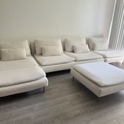 Modern Light Beige Modular Sofa with Ottoman