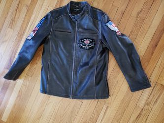 Motorcycle jacket with harley davidson patches