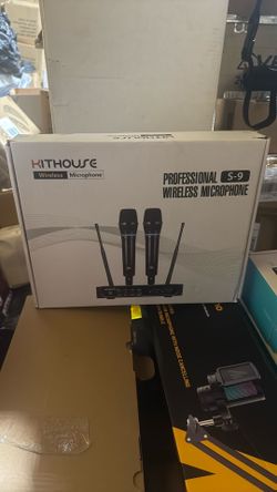 S9 UHF Rechargeable Wireless Microphone System Karaoke Microphone Wireless Mic Cordless Dual with Bluetooth Receiver Box + Volume Control ECHO for Kar