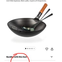 YOSUKATA Black Carbon Steel Wok Pan 14" (Round Bottom)