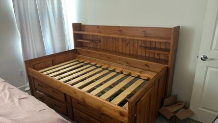rustic solid wood captain’s/storage bed