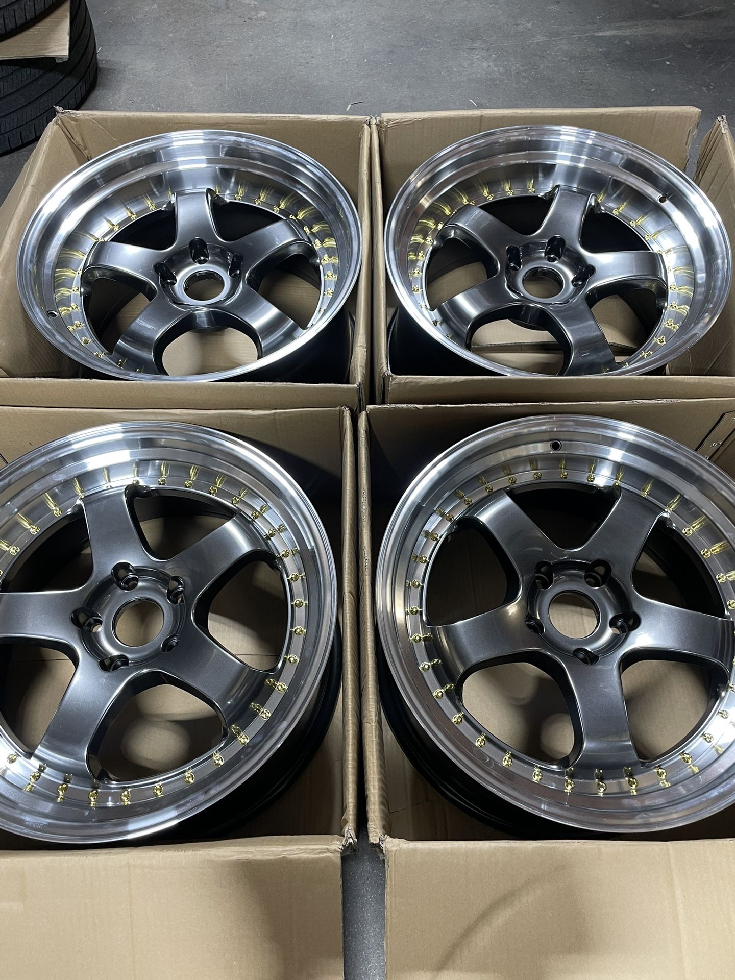 19” WORK Meister S1 Style Forged Replica Wheels Brand New 4X Set W Gold Hardware 19x9.5 +22 19x10.5 +25 (5x120)