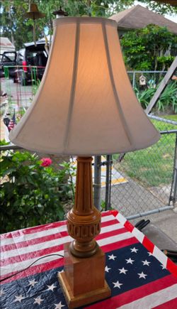 Vintage MCM Biedermeier Style Carved Wooden Column Table lamp ~ Made in Italy