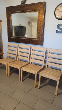 FOUR( 4) TEAK PATIO CHAIRS