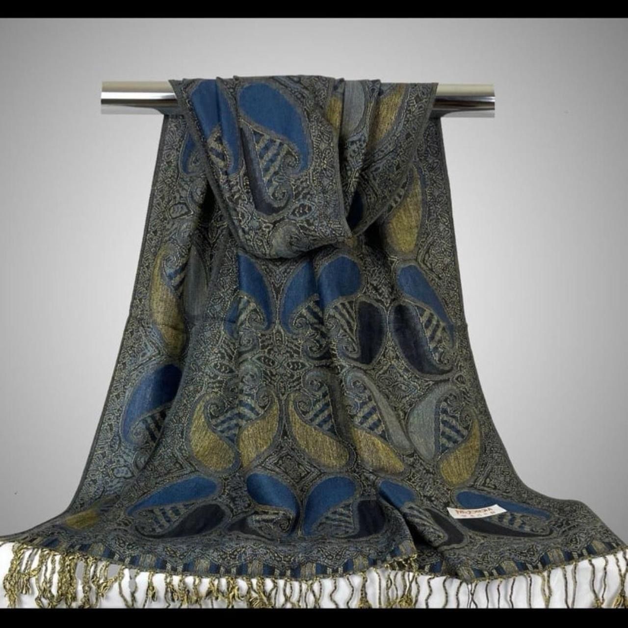 New - Navy Blue/Black Pashmina Shawl