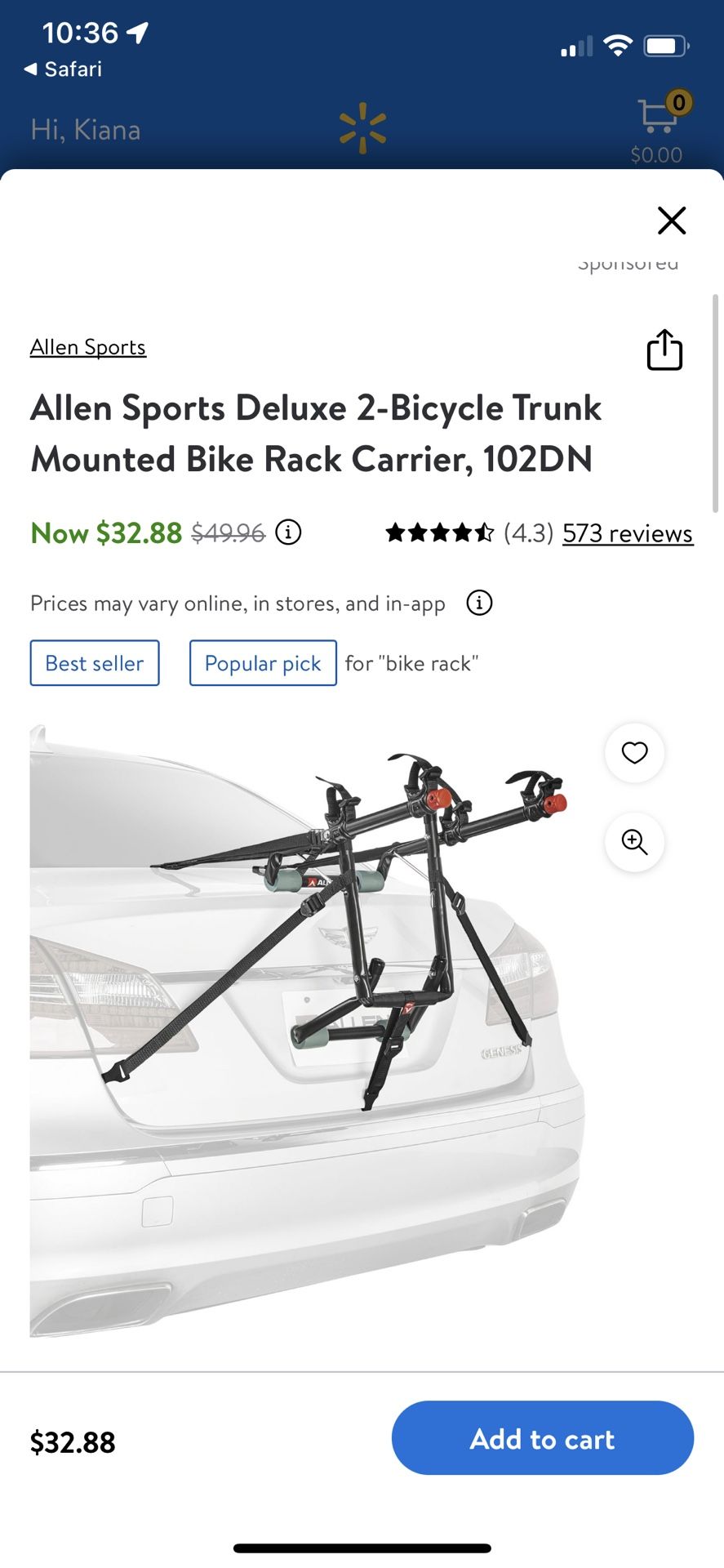 Sedan Bike Rack 