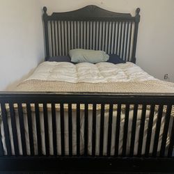 Black Queen Size Bed Frame And Box Spring!! **need Gone By August 14th**