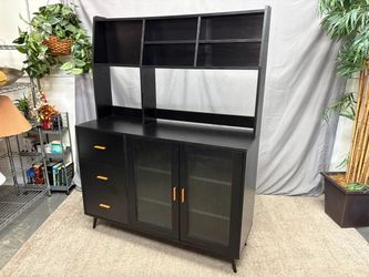 Modern Black Kitchen Pantry Cabinet