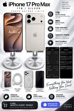 📱 iPhone 17 Pro Max 1TB  Silver  Unlocked