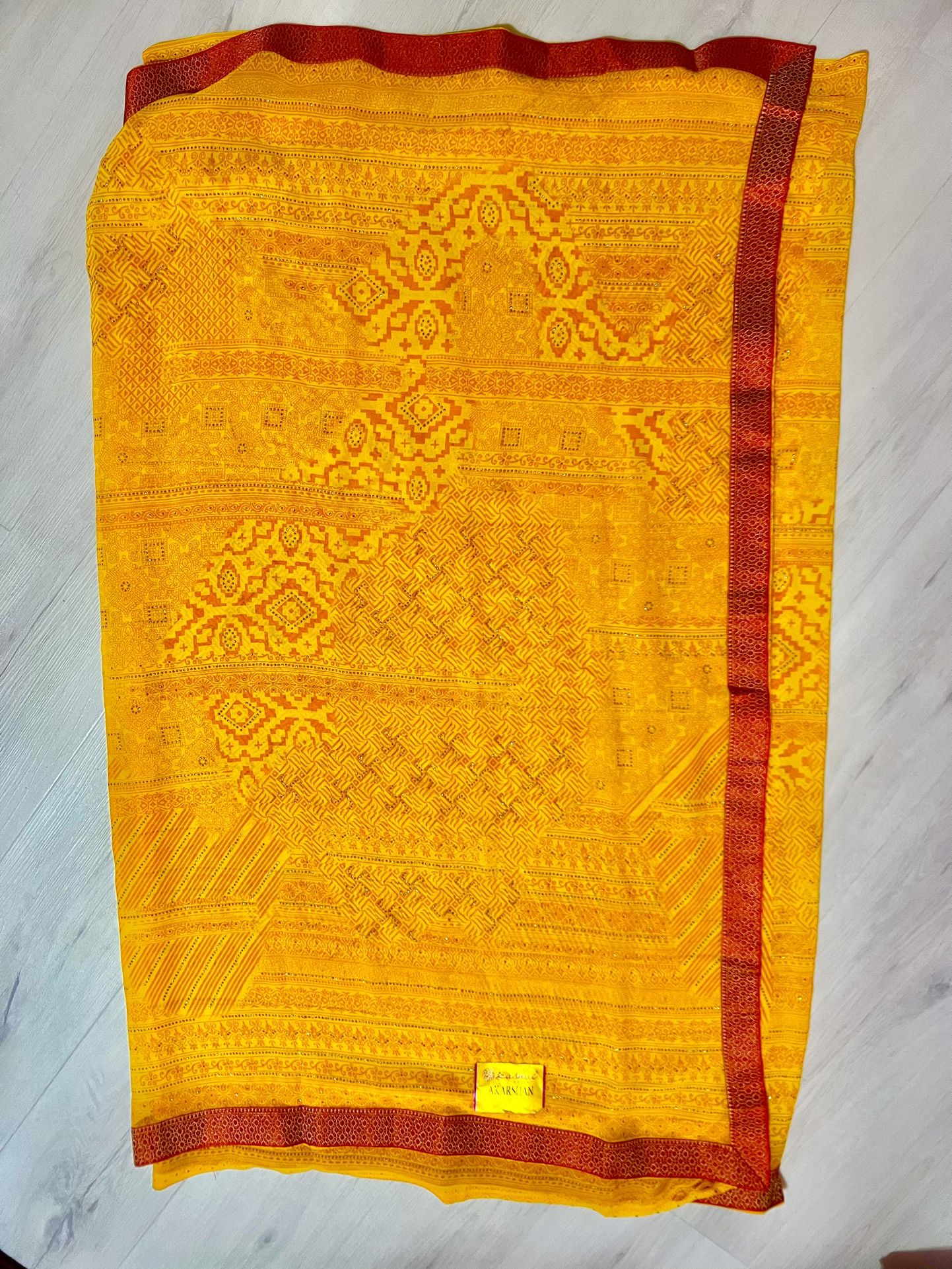 Yellow Chundri Sari Saree Tie Dye New Fashion Indian Dress