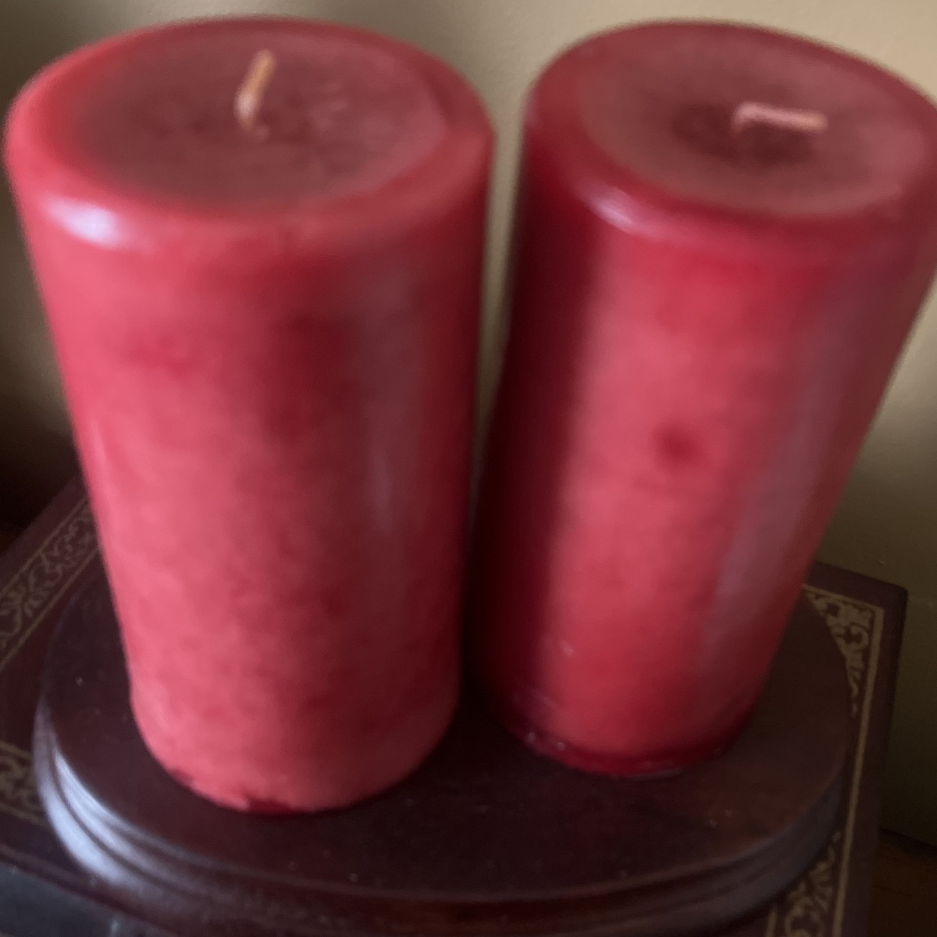 Two Red Candles And Candle Stand