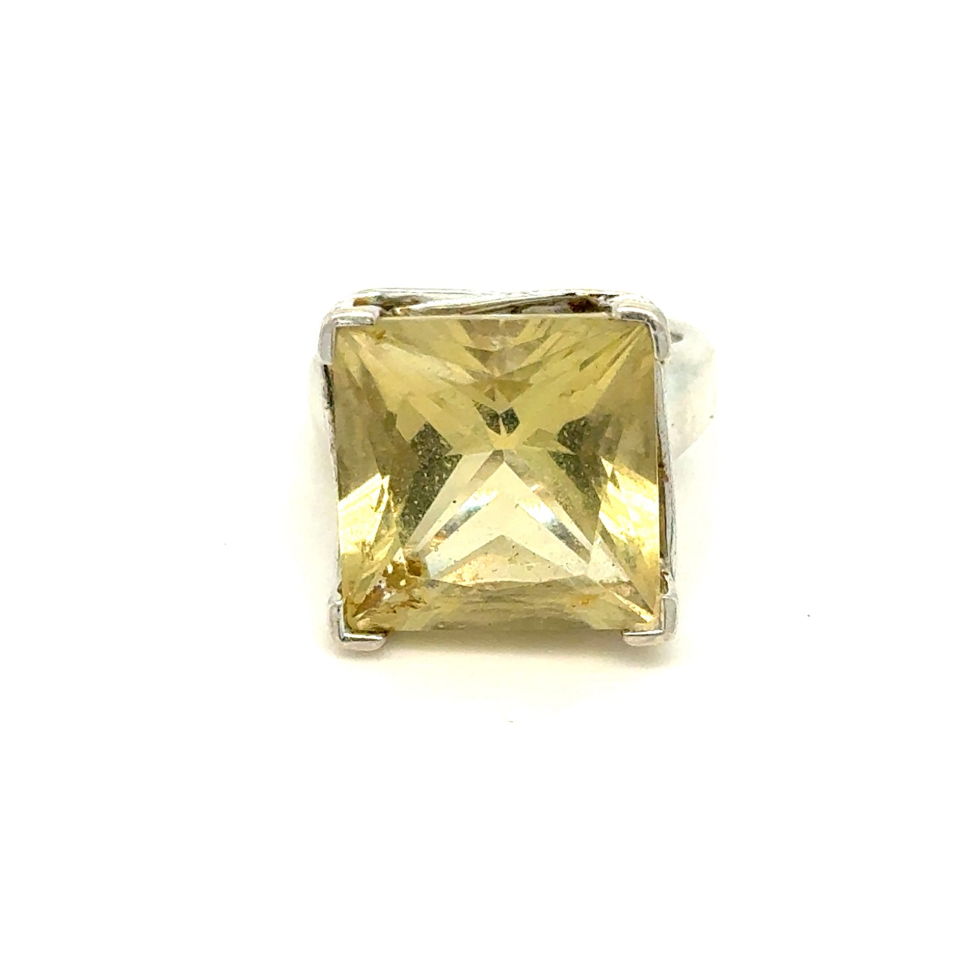 Huge 925 Silver Lemon Quartz Ring